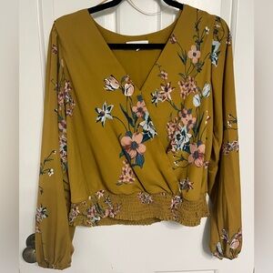 June & Hudson Mustard Floral Blouse